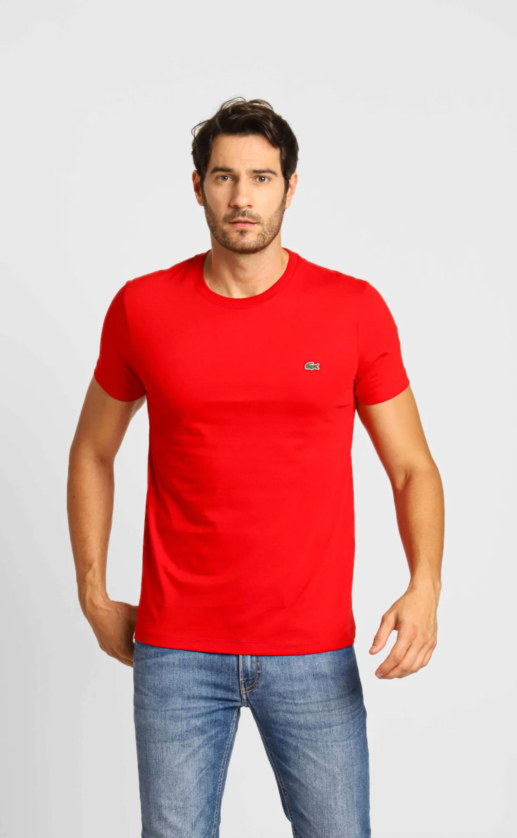 Camiseta Lacoste Básica Regular Fit Pima - Sale Vermelho
