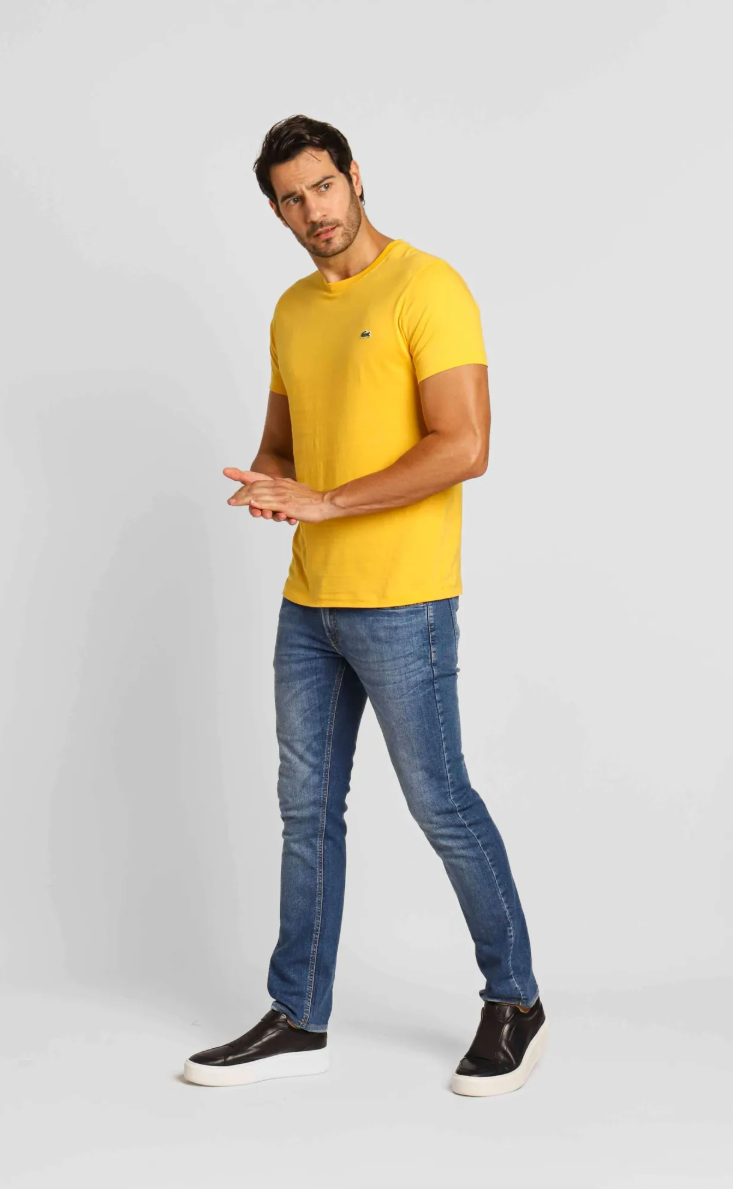 Camiseta Lacoste Básica Regular Fit Pima - Sale Amarelo