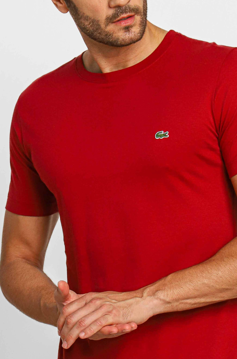 Camiseta Lacoste Básica Regular Fit Pima - Sale Vinho