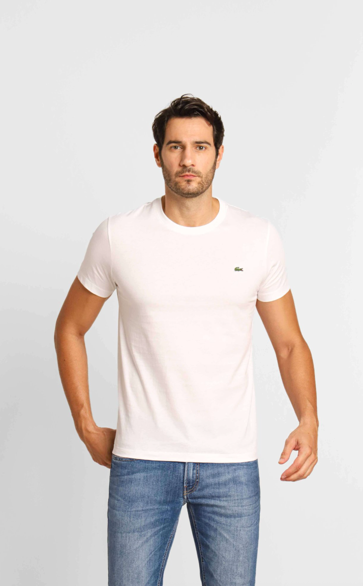 NATAL E ANO NOVO - Lacoste Básica Regular Fit Pima- Sale Branco/Vermelho
