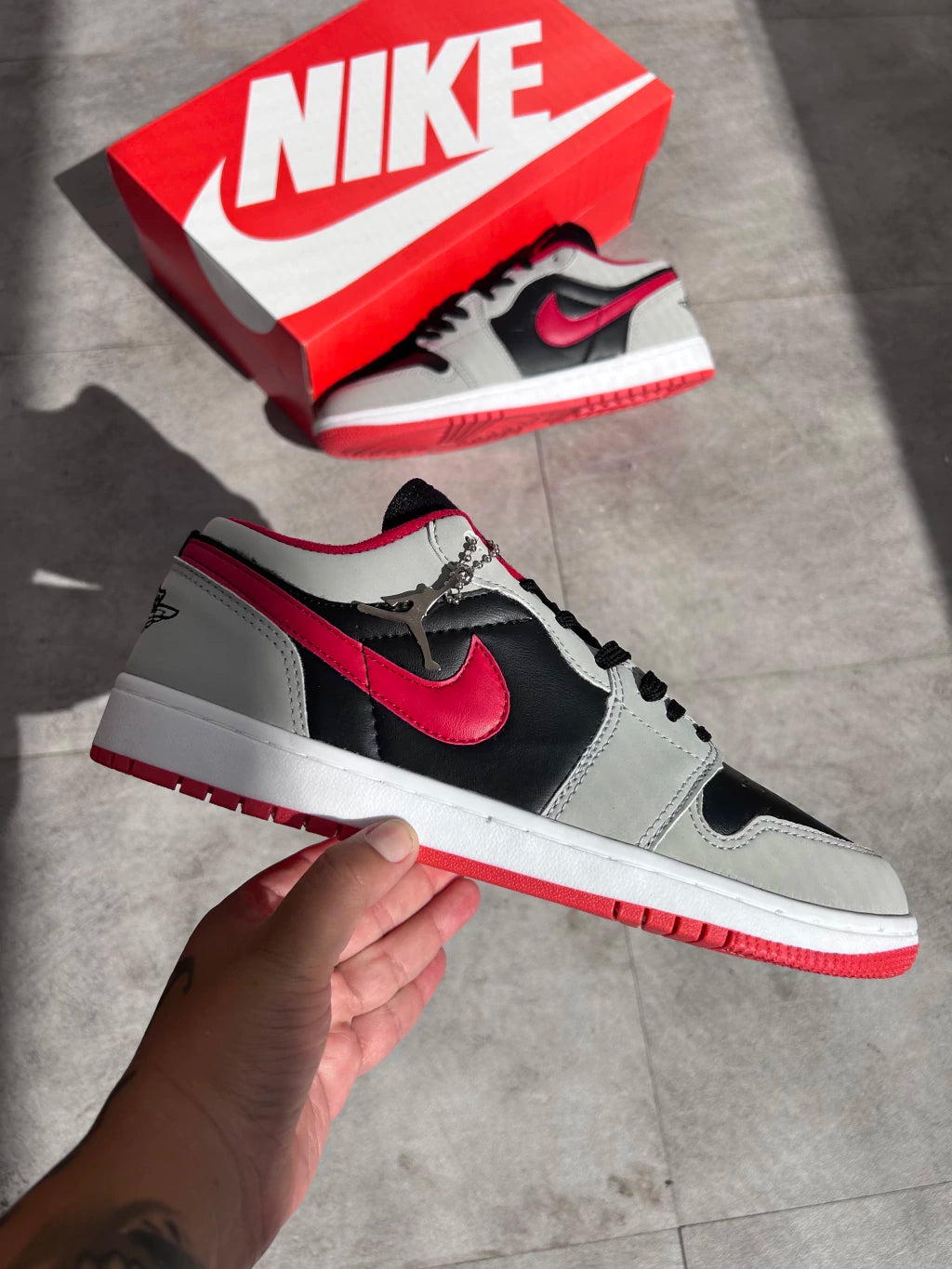 Air Jordan 1 Low - Black Fire Red Cement Gray