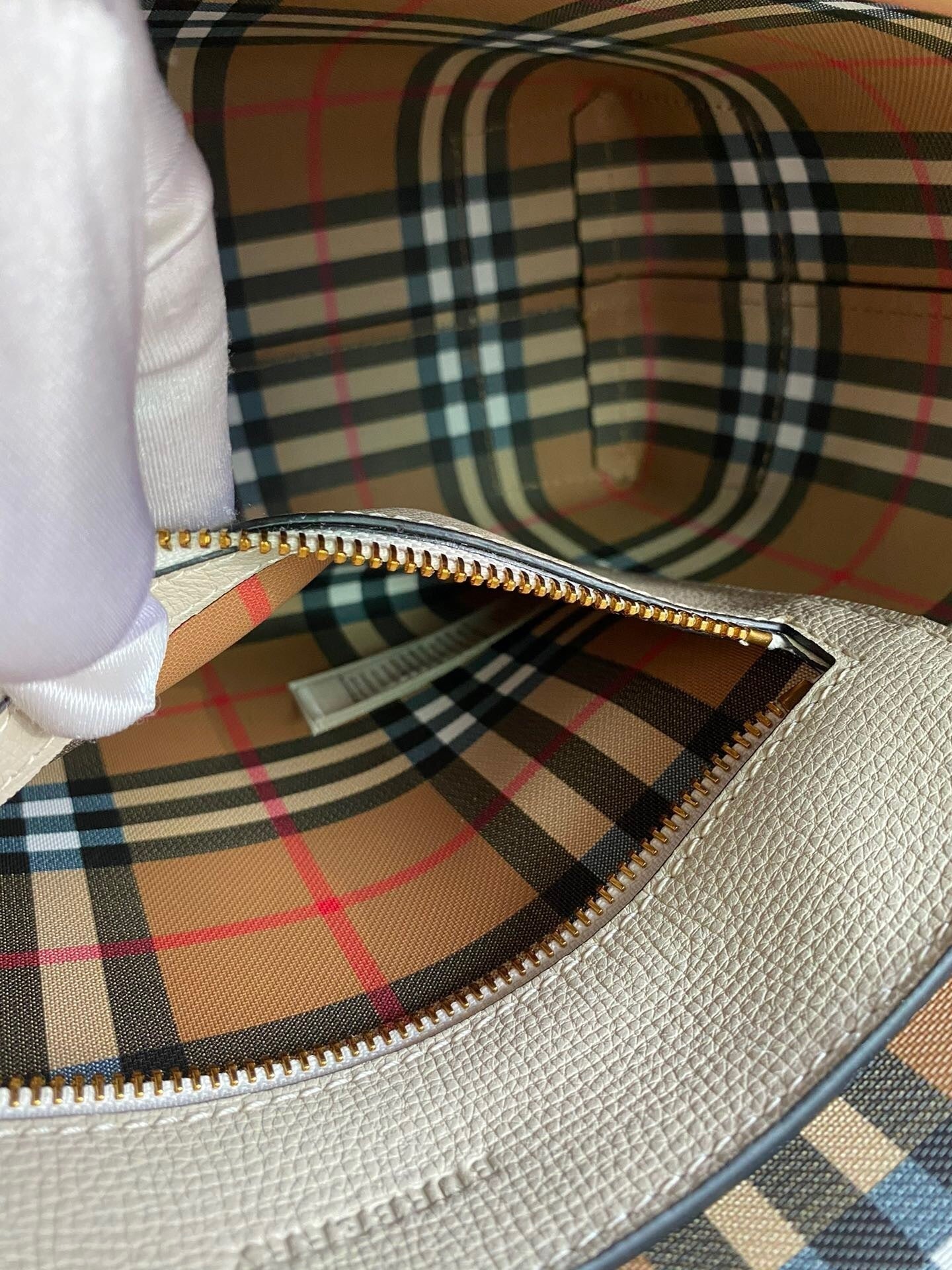 Burberry Embossed Crest Leather Tote