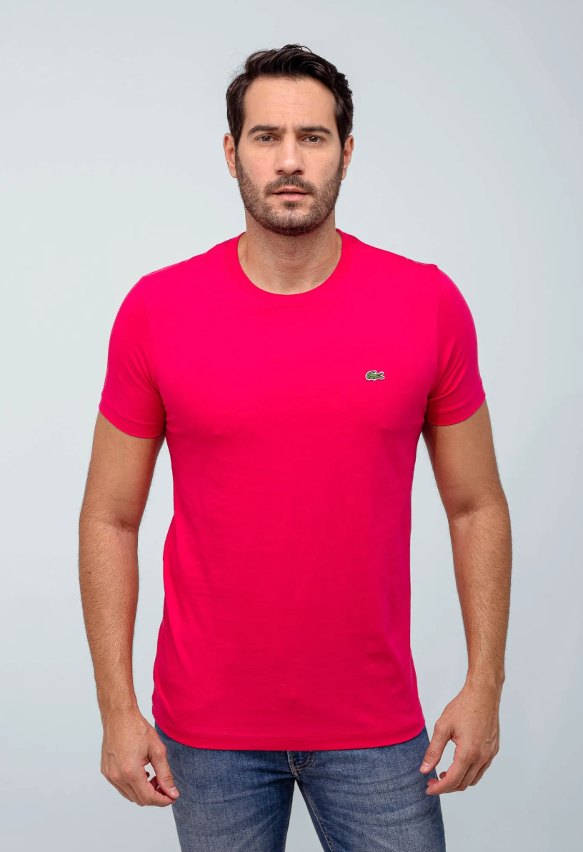 Camiseta Lacoste Básica Regular Fit Pima - Sale Rosa Escuro