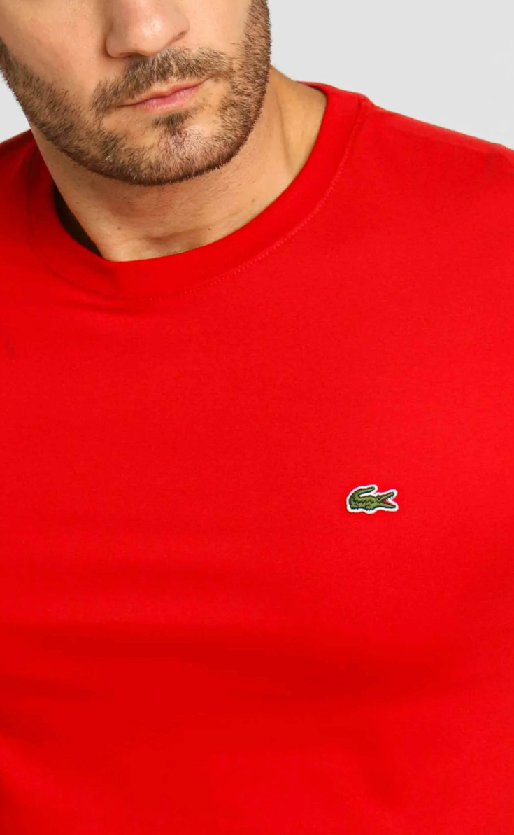 Camiseta Lacoste Básica Regular Fit Pima - Sale Vermelho
