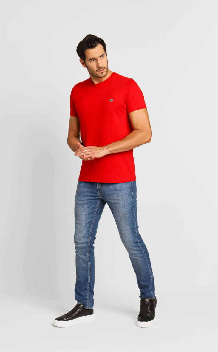 Camiseta Lacoste Básica Regular Fit Pima - Sale Vermelho