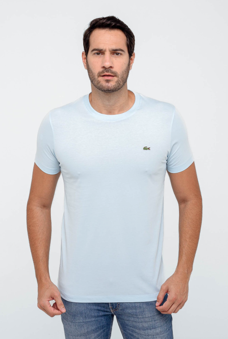 Camiseta Lacoste Básica Regular Fit Pima - Sale Azul Claro