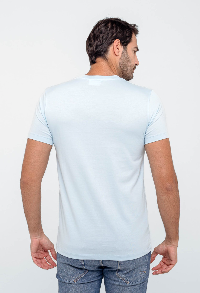 Camiseta Lacoste Básica Regular Fit Pima - Sale Azul Claro