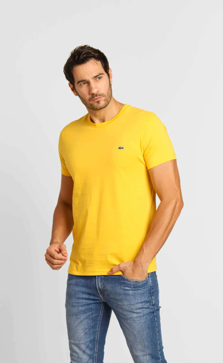 Camiseta Lacoste Básica Regular Fit Pima - Sale Amarelo