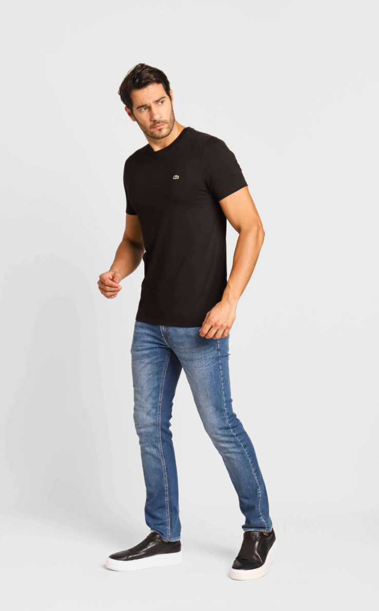 Camiseta Lacoste Básica Regular Fit Pima - Sale Preto