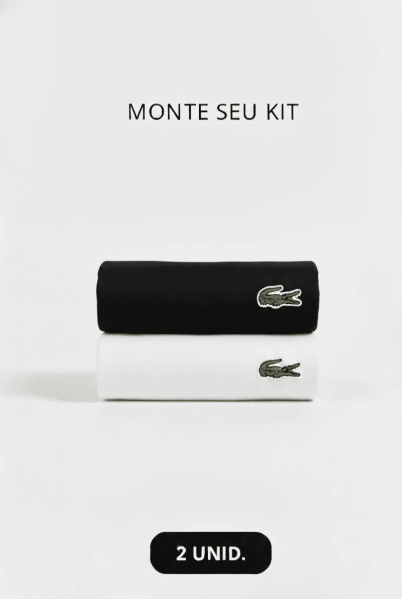 Kit 2 Camisetas Lacoste Básica Regular Fit Pima- Sale Branco/Preto