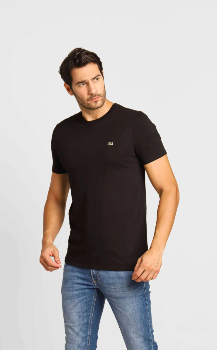 Kit 2 Camisetas Lacoste Básica Regular Fit Pima- Sale Branco/Preto