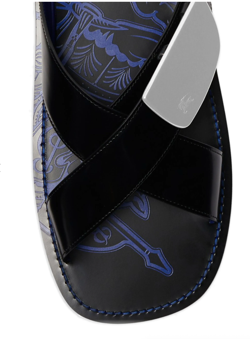 Burberry - Slide Strip Shield de couro