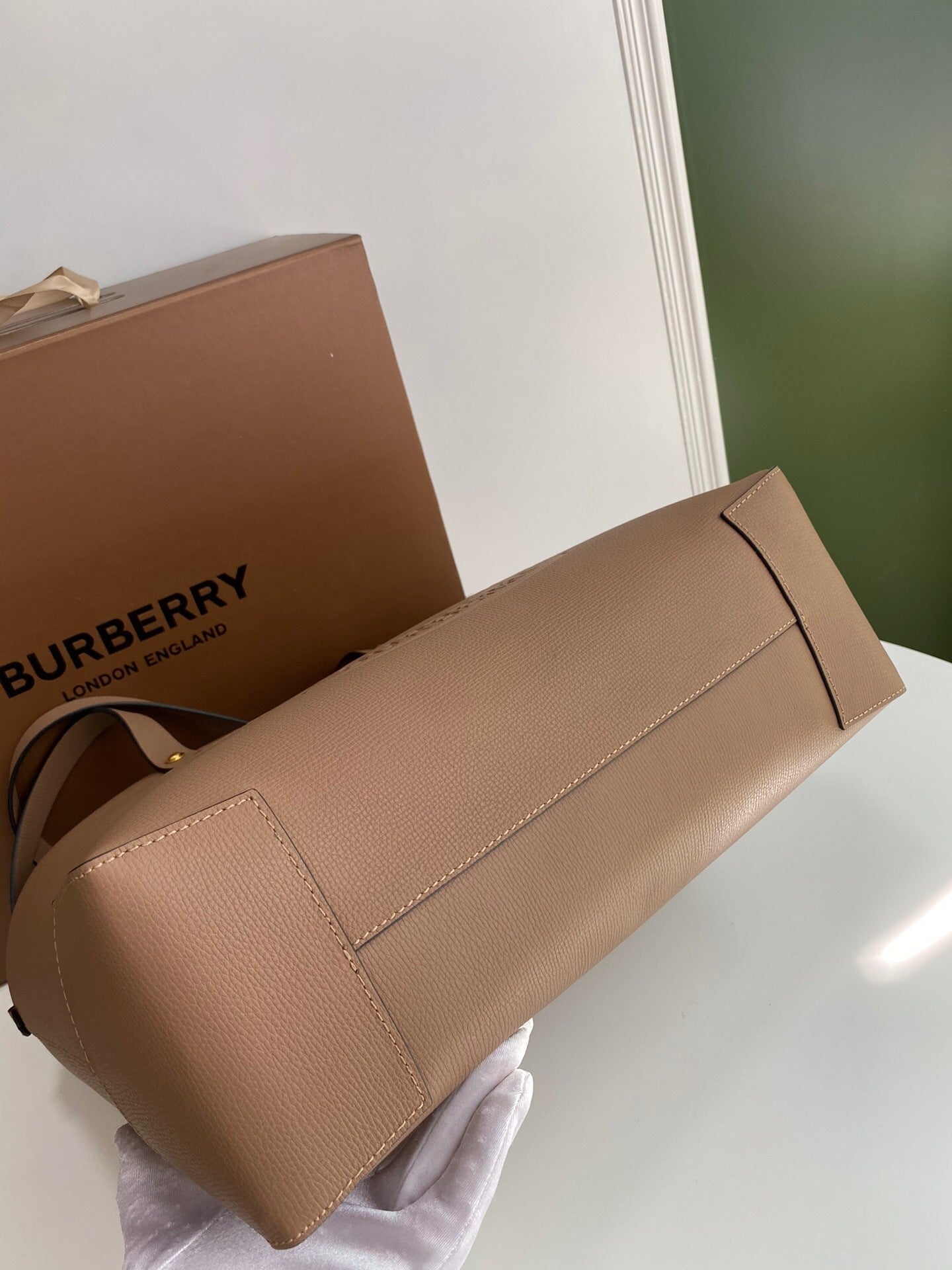 Burberry Embossed Crest Leather Tote