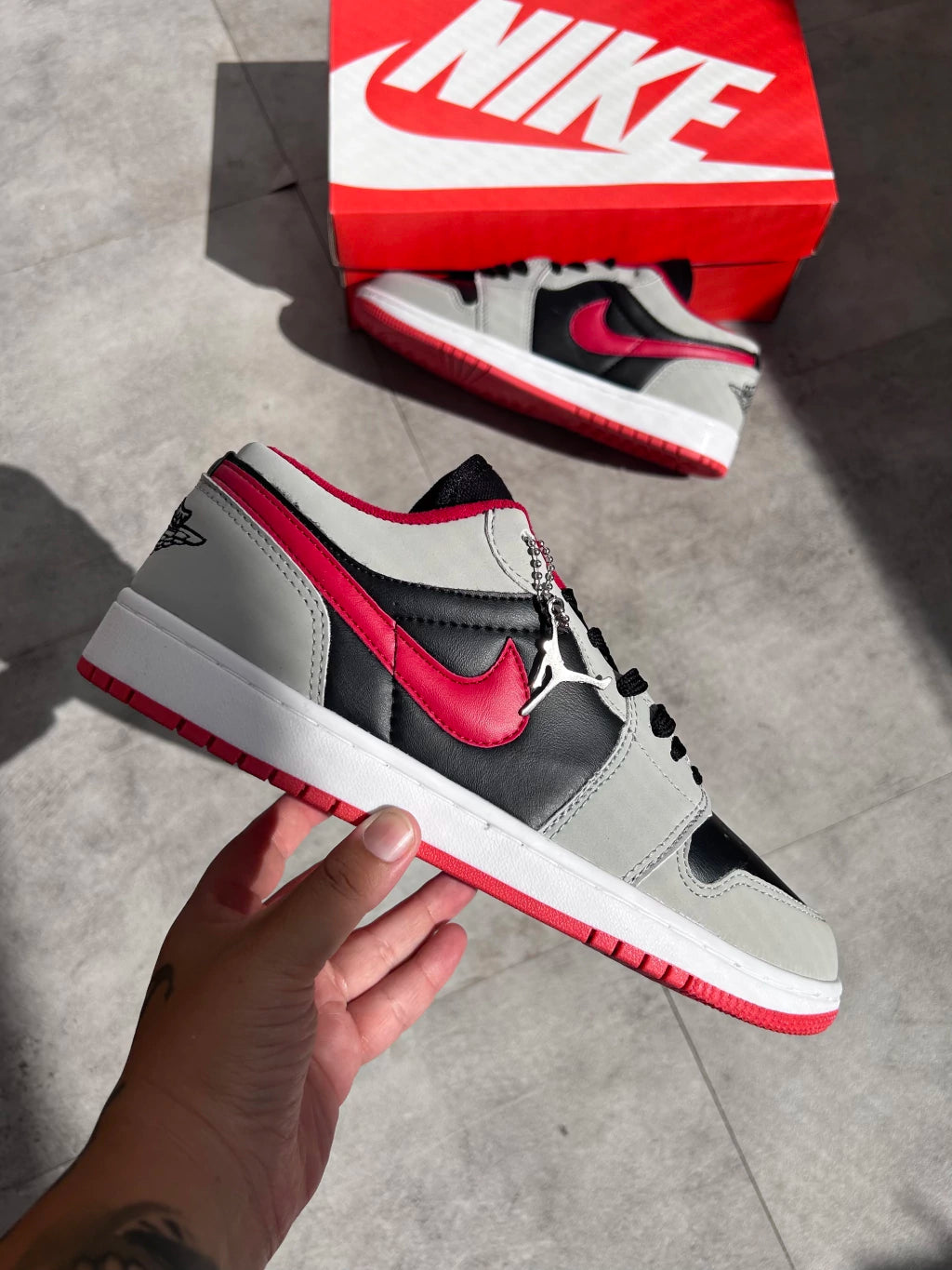 Air Jordan 1 Low - Black Fire Red Cement Gray